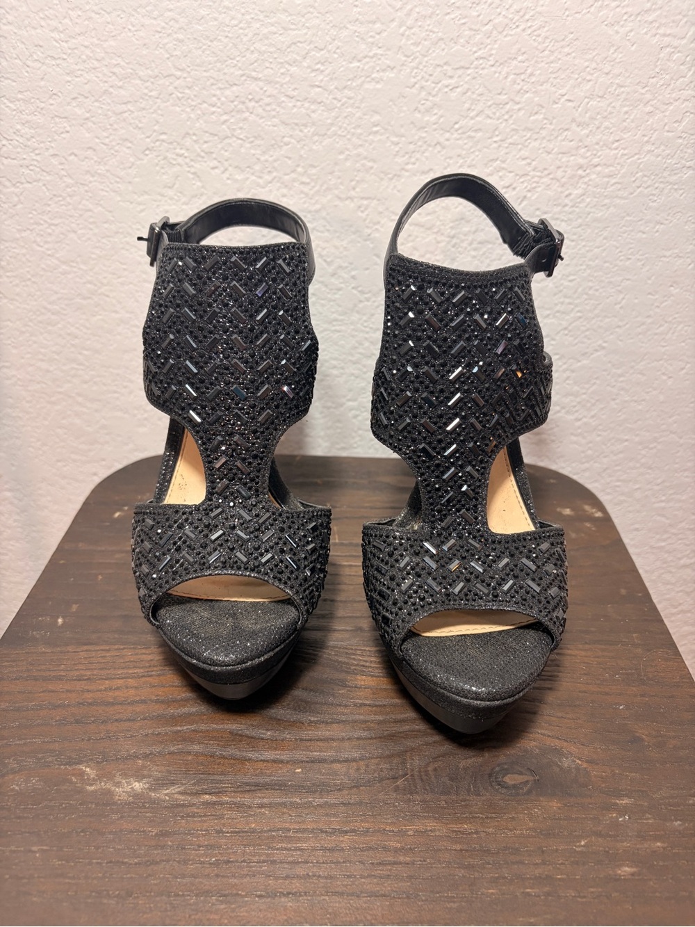 Gianni Bini Black Beaded Platform Heels